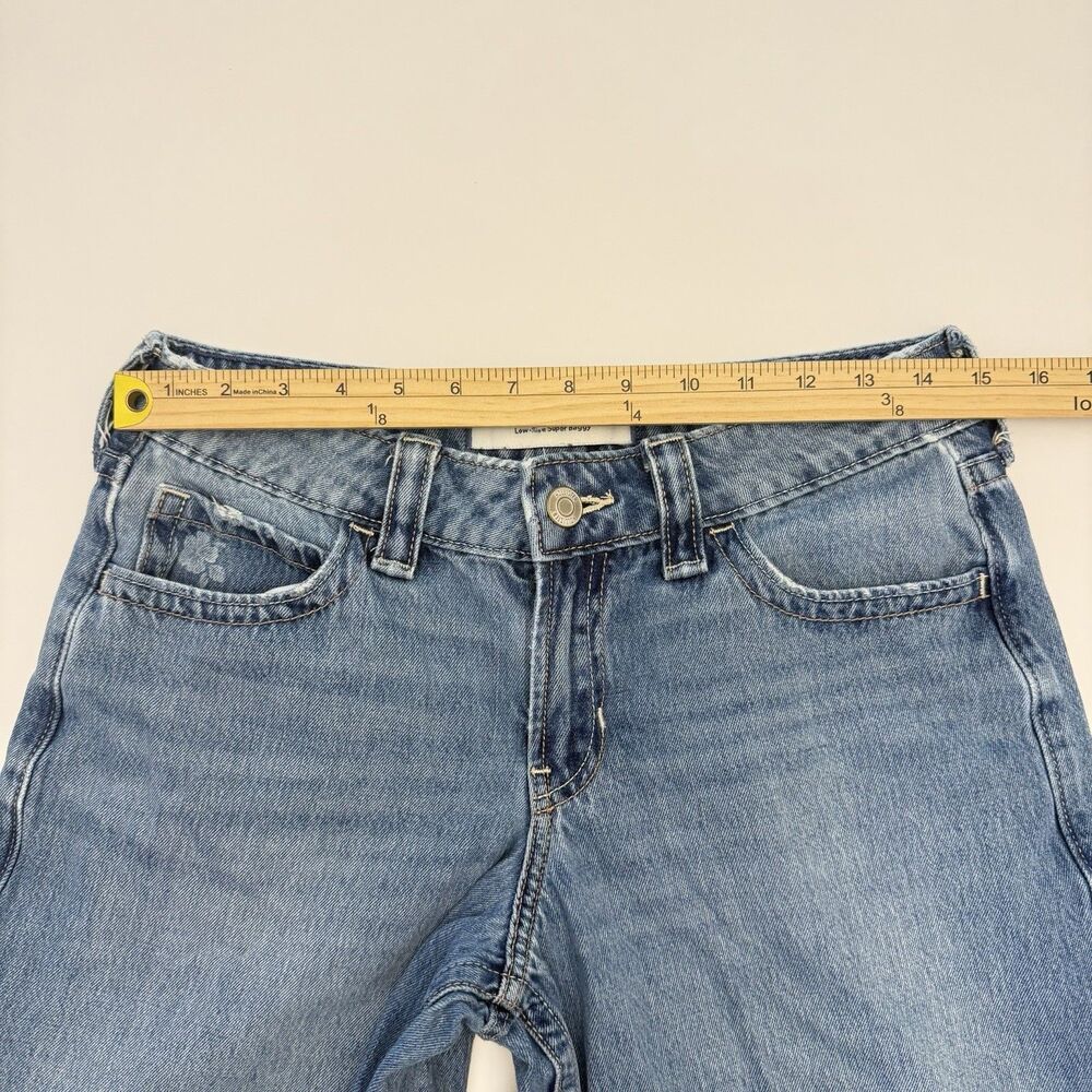 Hollister Low Rise Super Baggy Jeans W25 Light Wash Wide Leg Y2K Floral Pocket - Picture 8 of 11